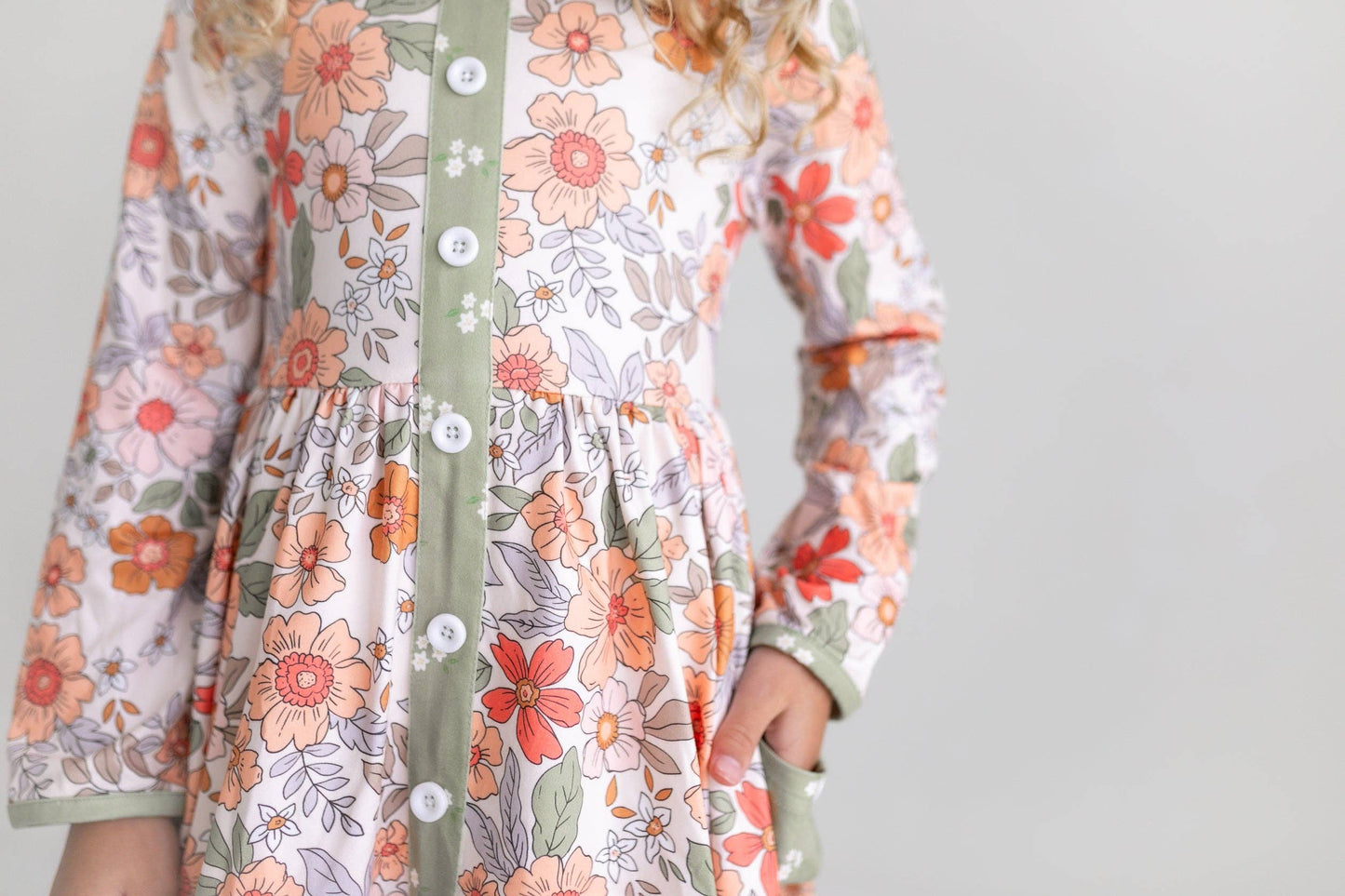 Sage & Rust Fall Floral Dress