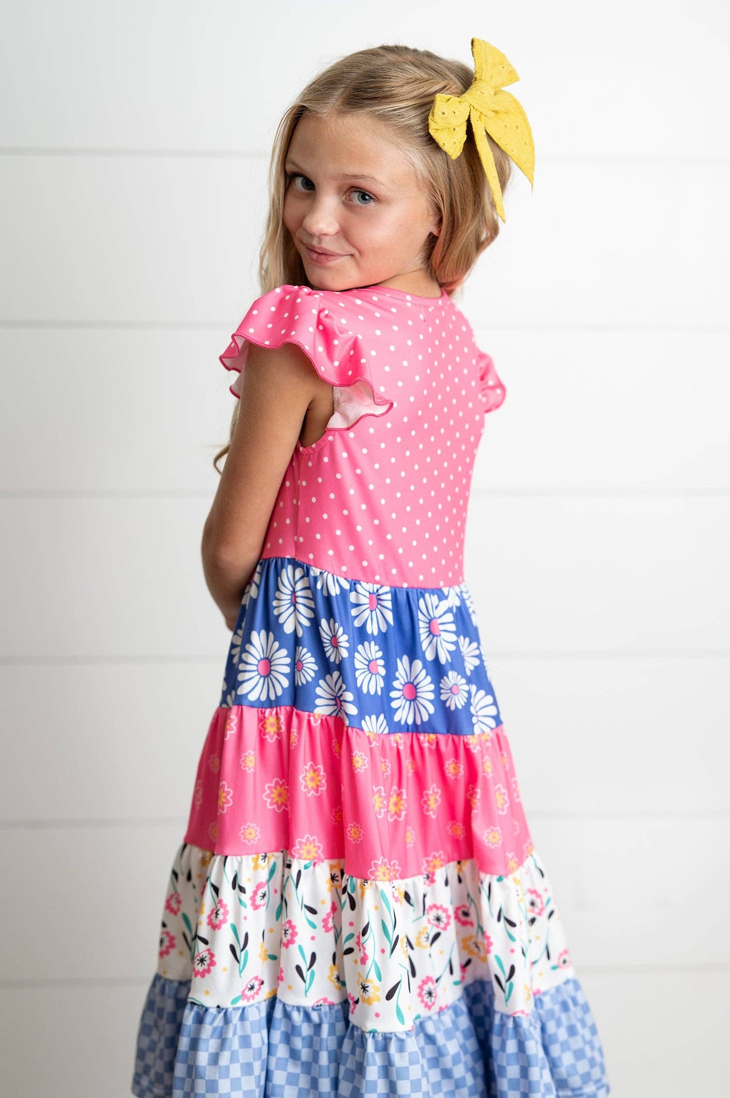 Ava Hot Pink Floral Tiered Dress