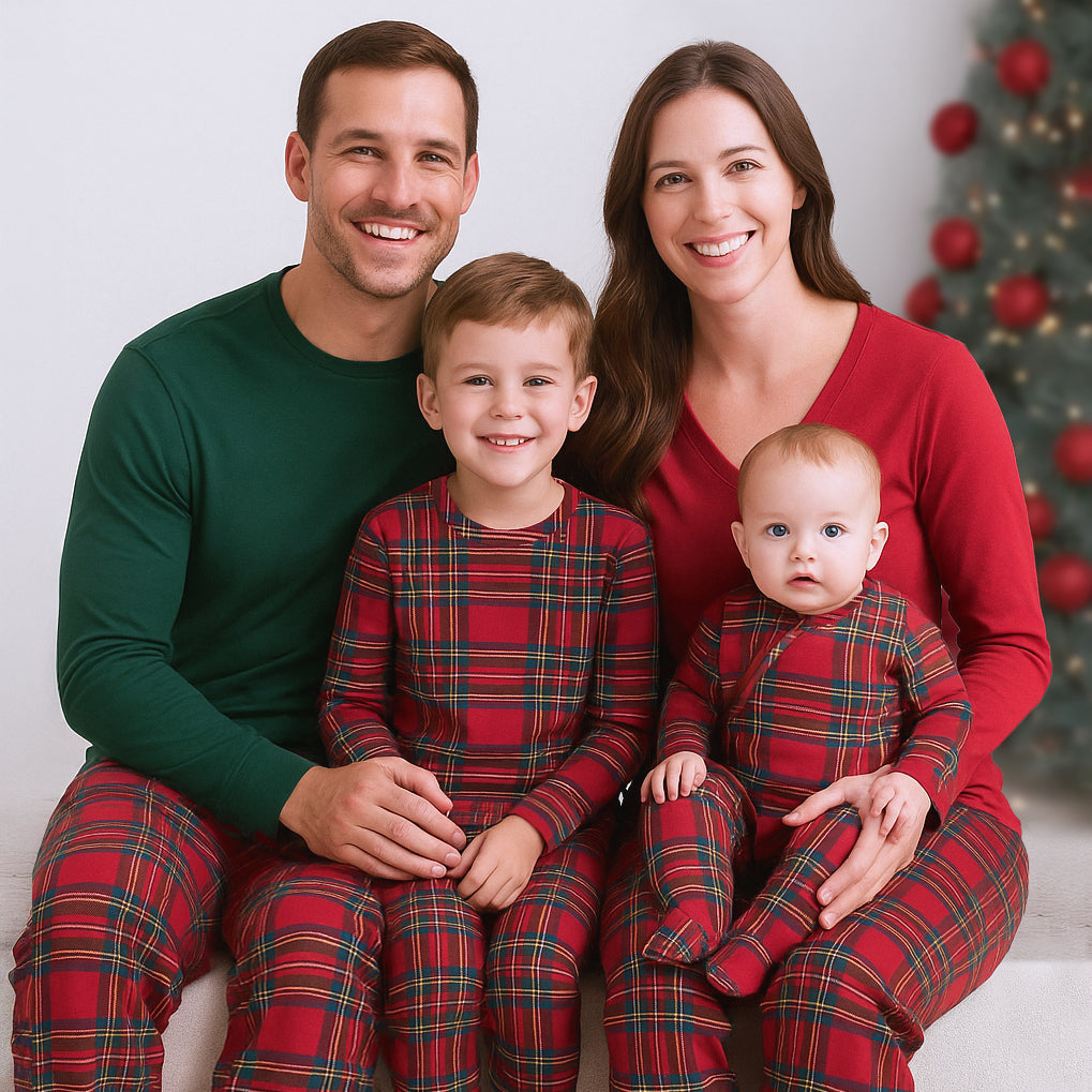 Christmas Bamboo Kids' Pajama Set – Classic Tartan Plaid Holiday