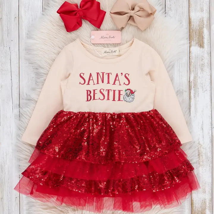 Santa's Bestie Sequin Tulle Dress