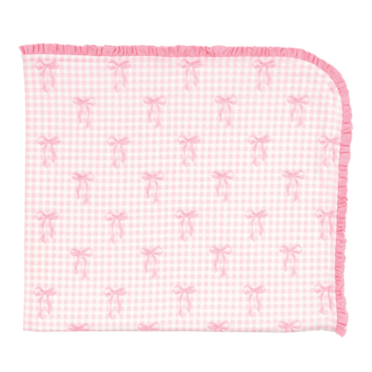 Gingham Bow Arrival Blanket by Mud Pie