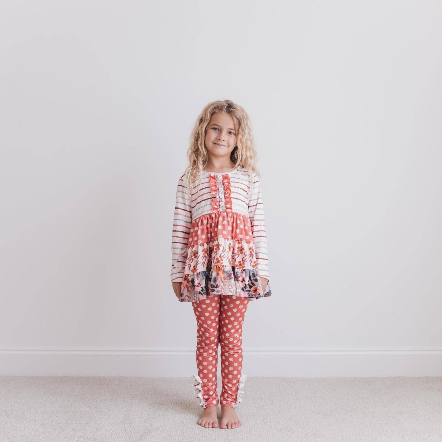 Kids Rust Ruffle Legging Set