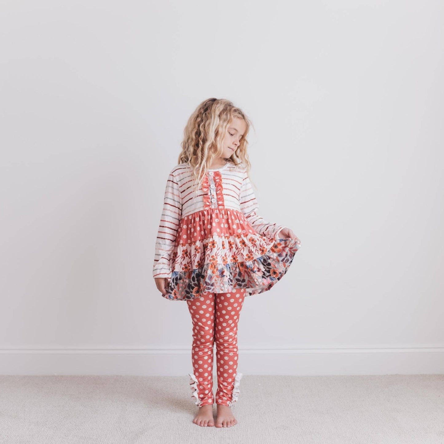 Kids Rust Ruffle Legging Set