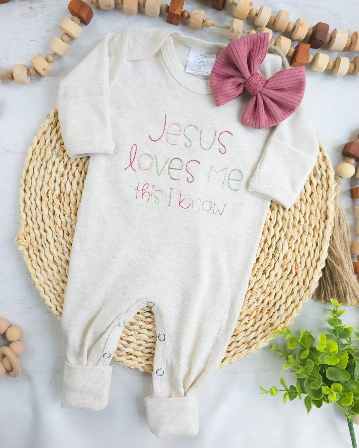 Embroidered Infant Romper | Jesus Loves Me