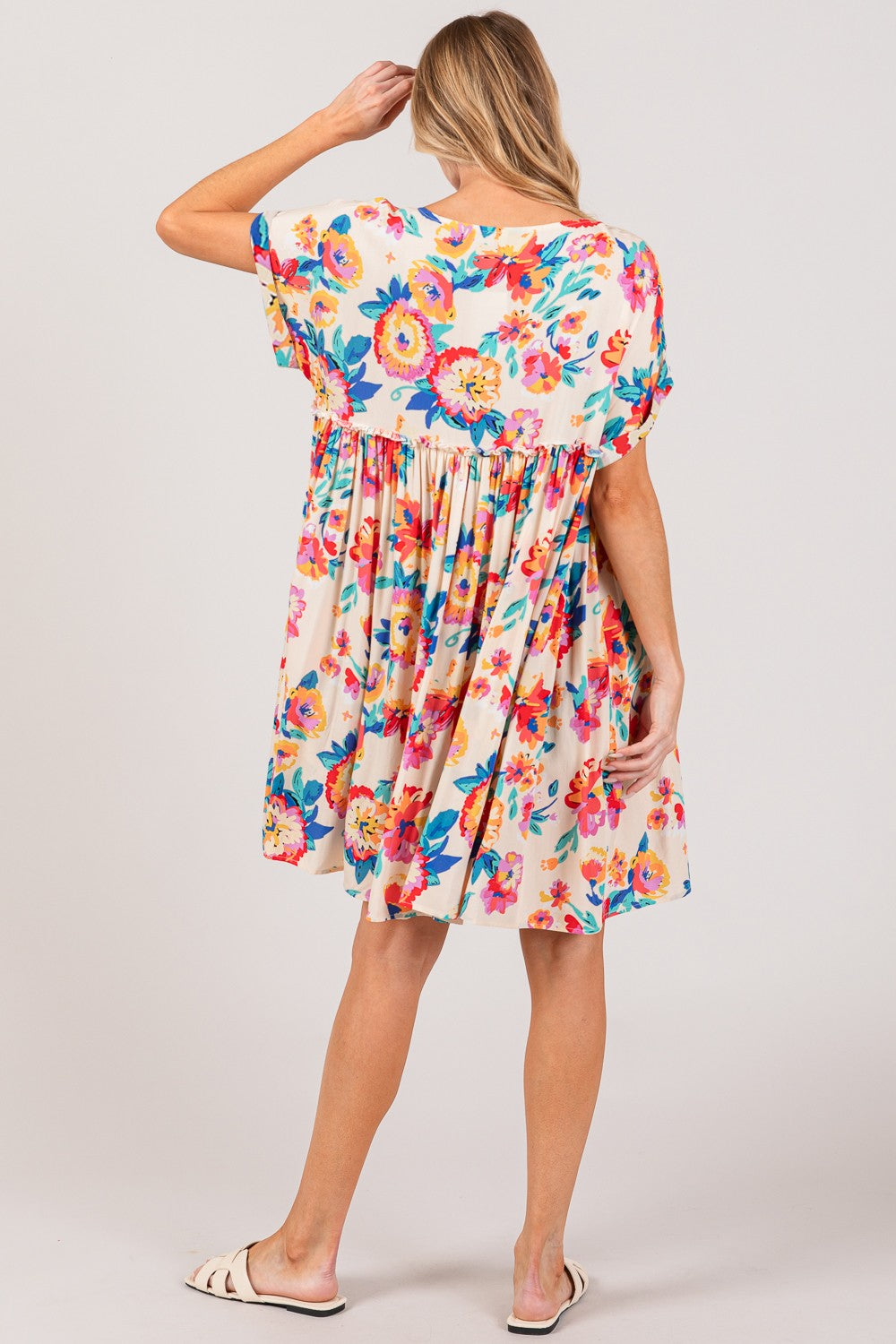 Full Size Floral Button-Down Short Sleeve Dress by SAGE + FIG