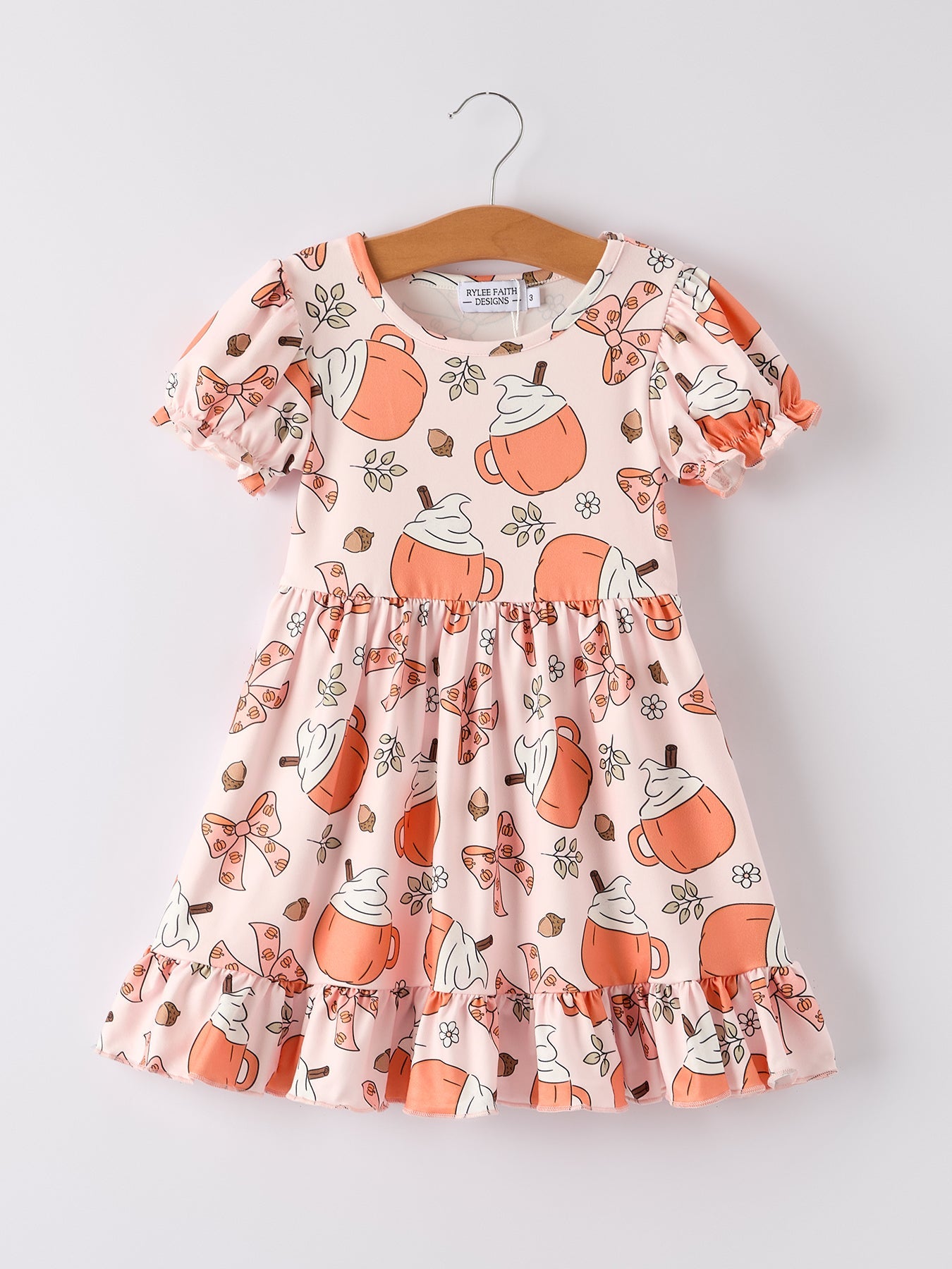 Fall Drink Print Girls Dress