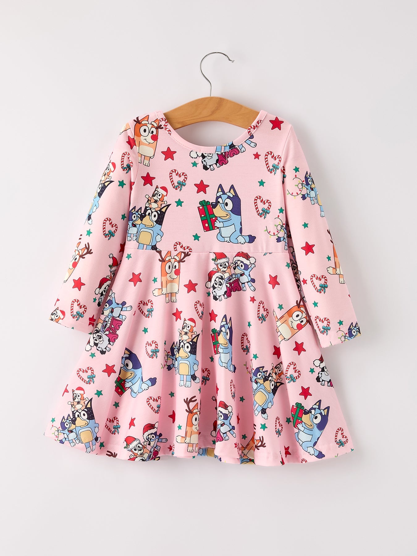 Girls Pink Bluey Christmas Dress