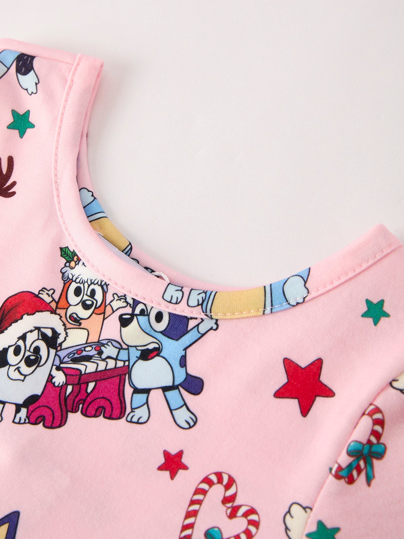 Girls Pink Bluey Christmas Dress