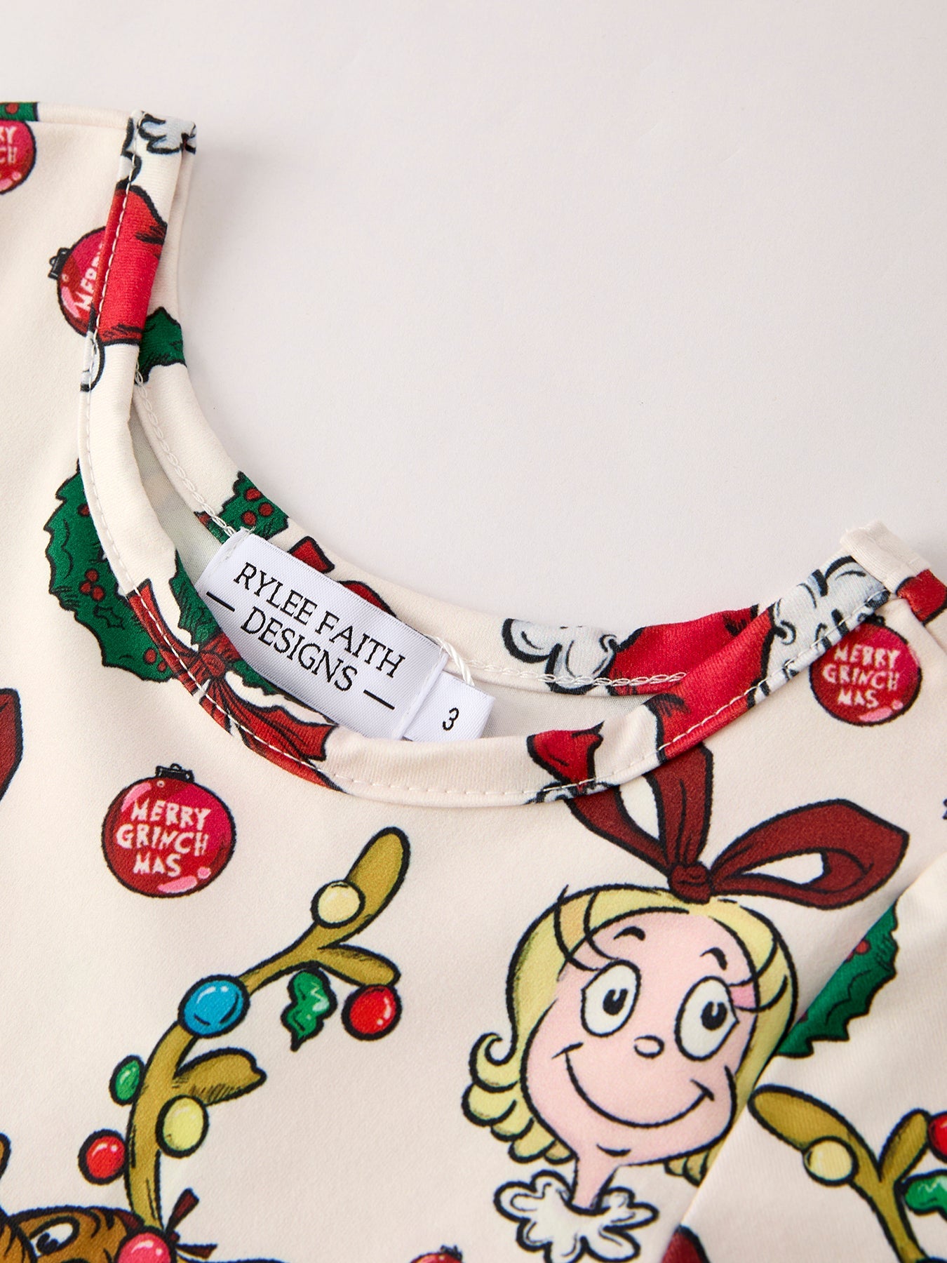 Girls Christmas Grinch Print Dress