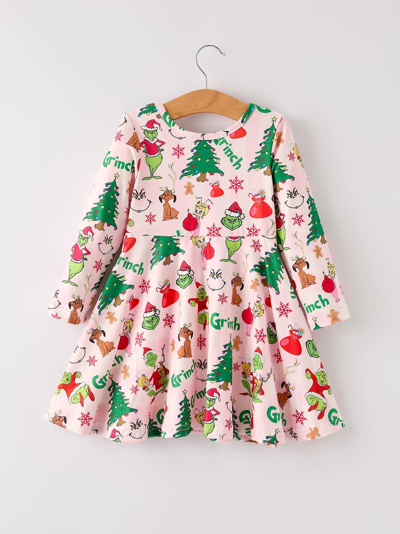 Girls Grinch Print Dress