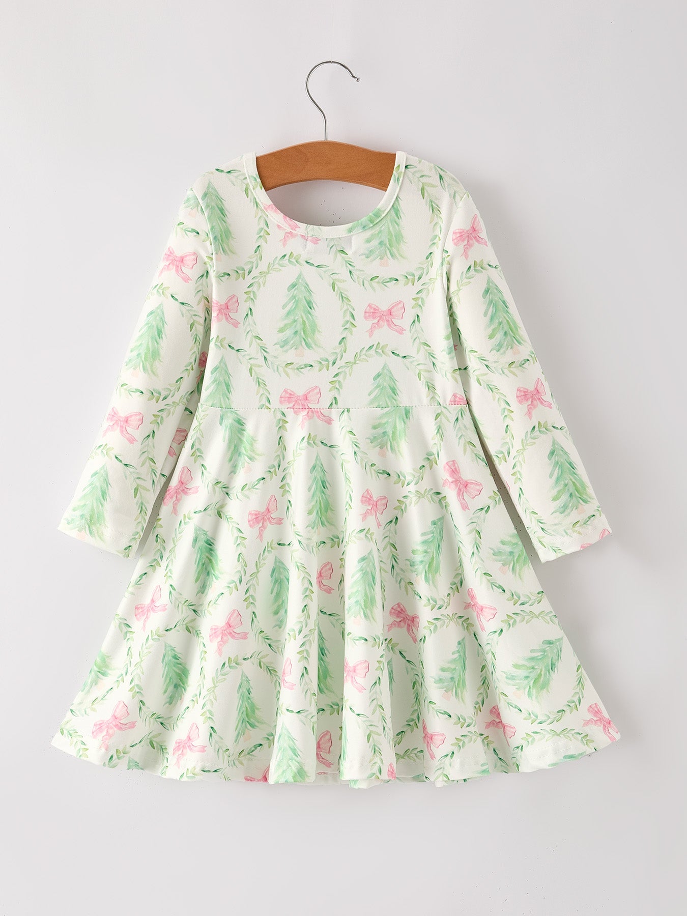 Festive Christmas Tree & Wreath Girls Dress
