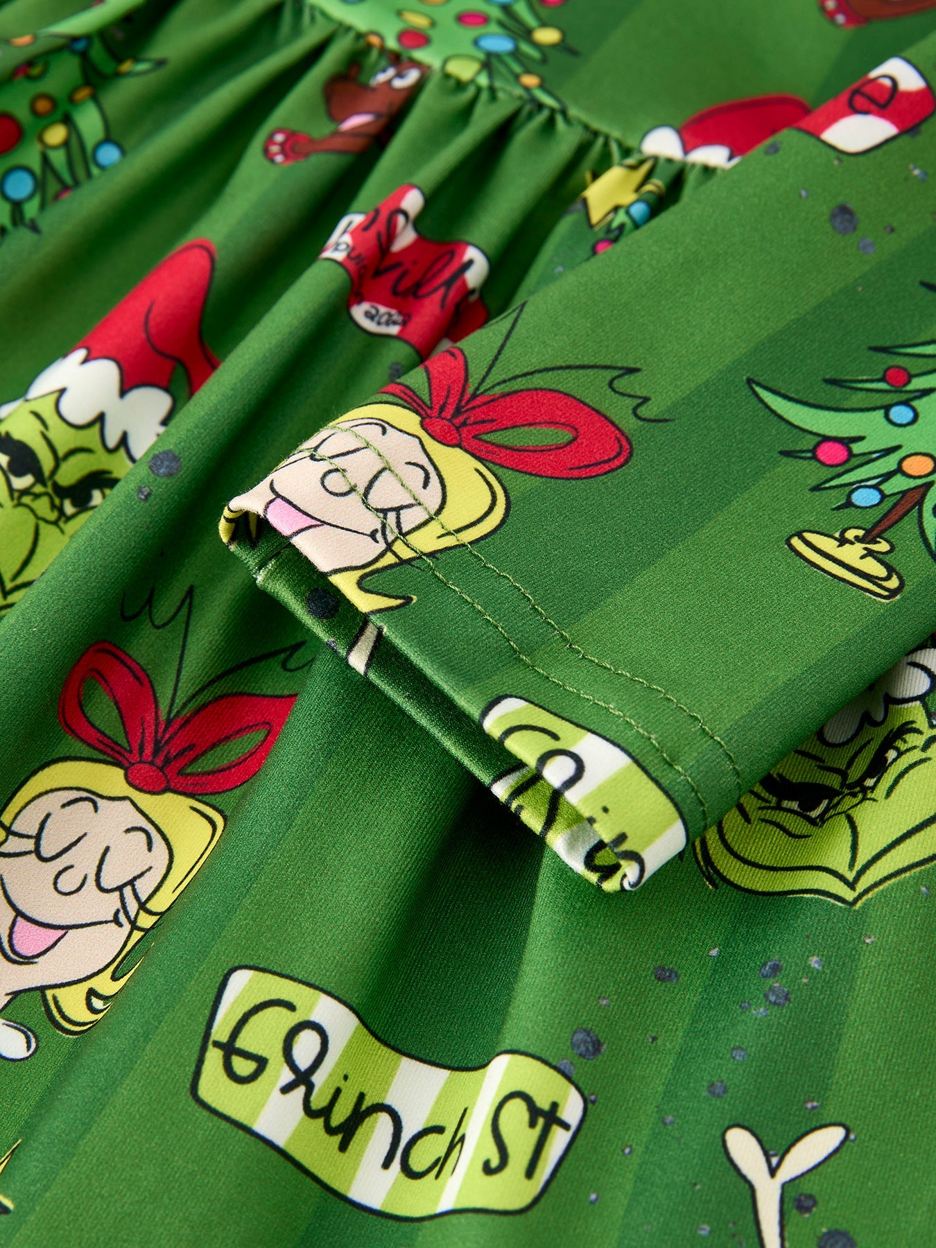 Girls Christmas Grinch Print Dress
