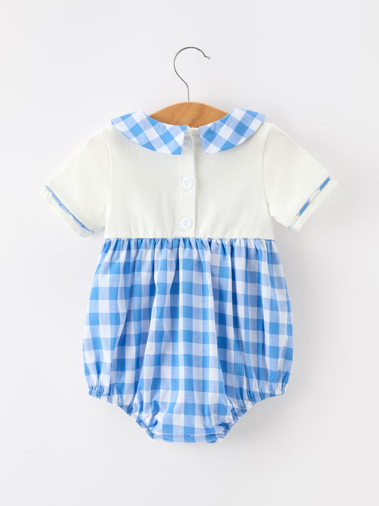 4th of July Blue Plaid Romper