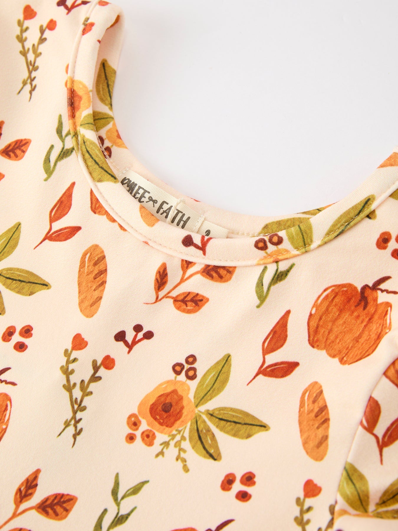 Pumpkin & Floral Girls Dress