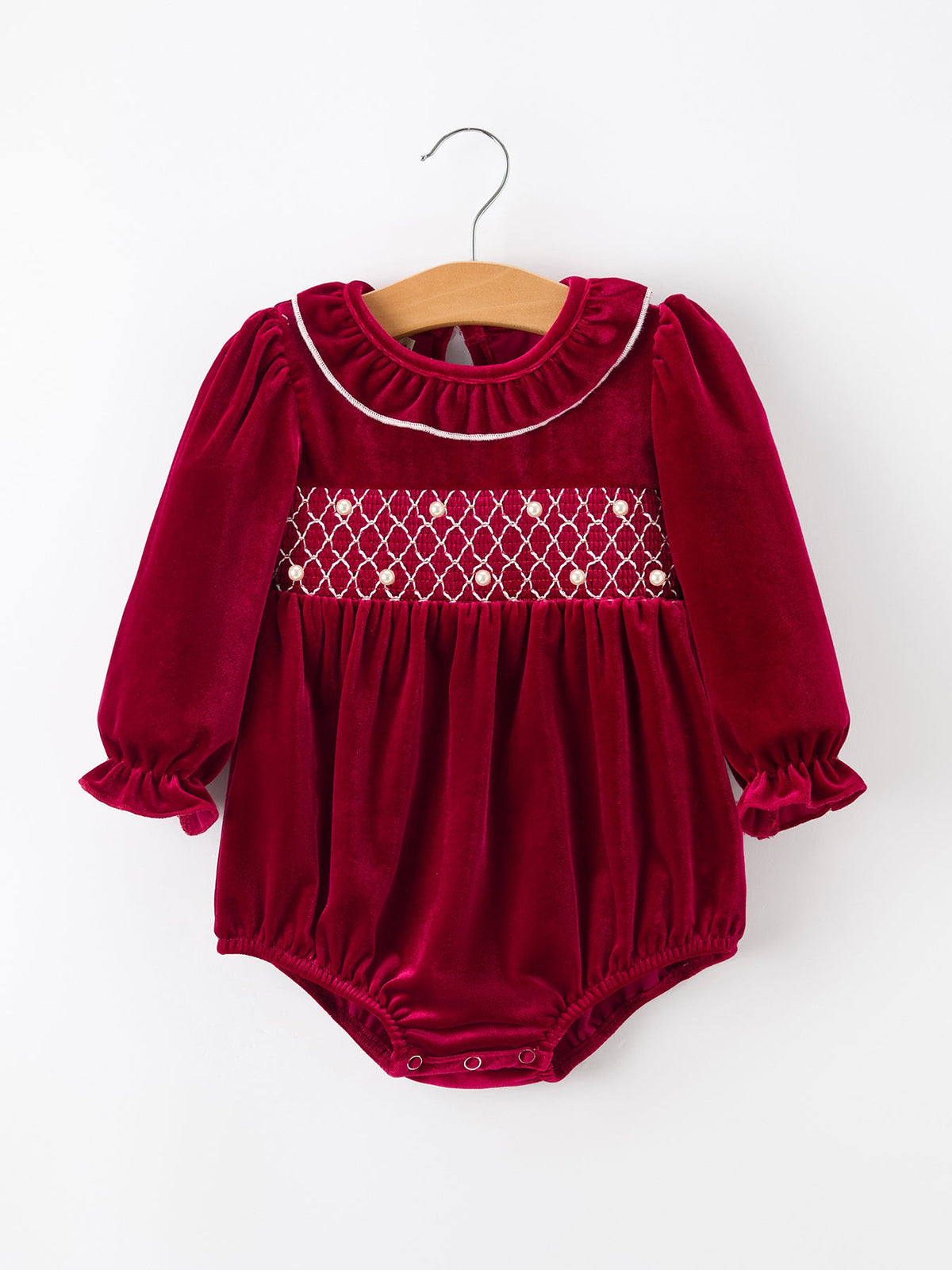Velvet Smocked Infant Romper