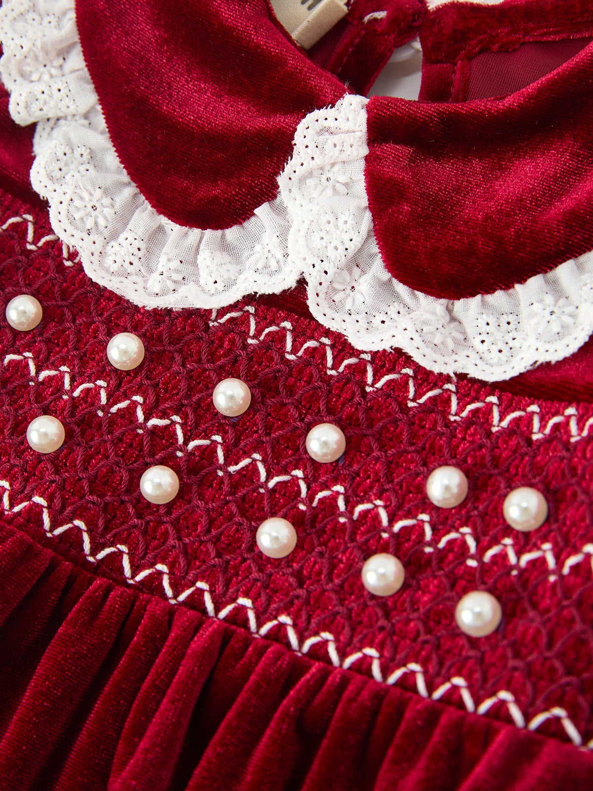 Burgundy Velvet Smocked Infant Romper