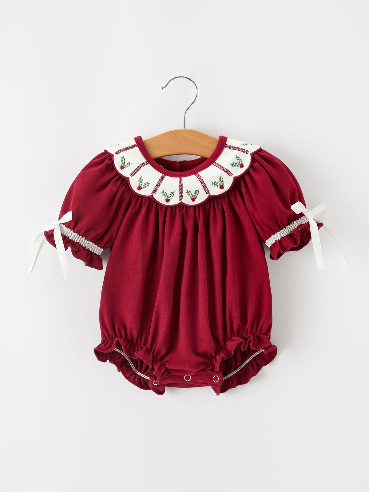 Holly Embroidered Infant Romper