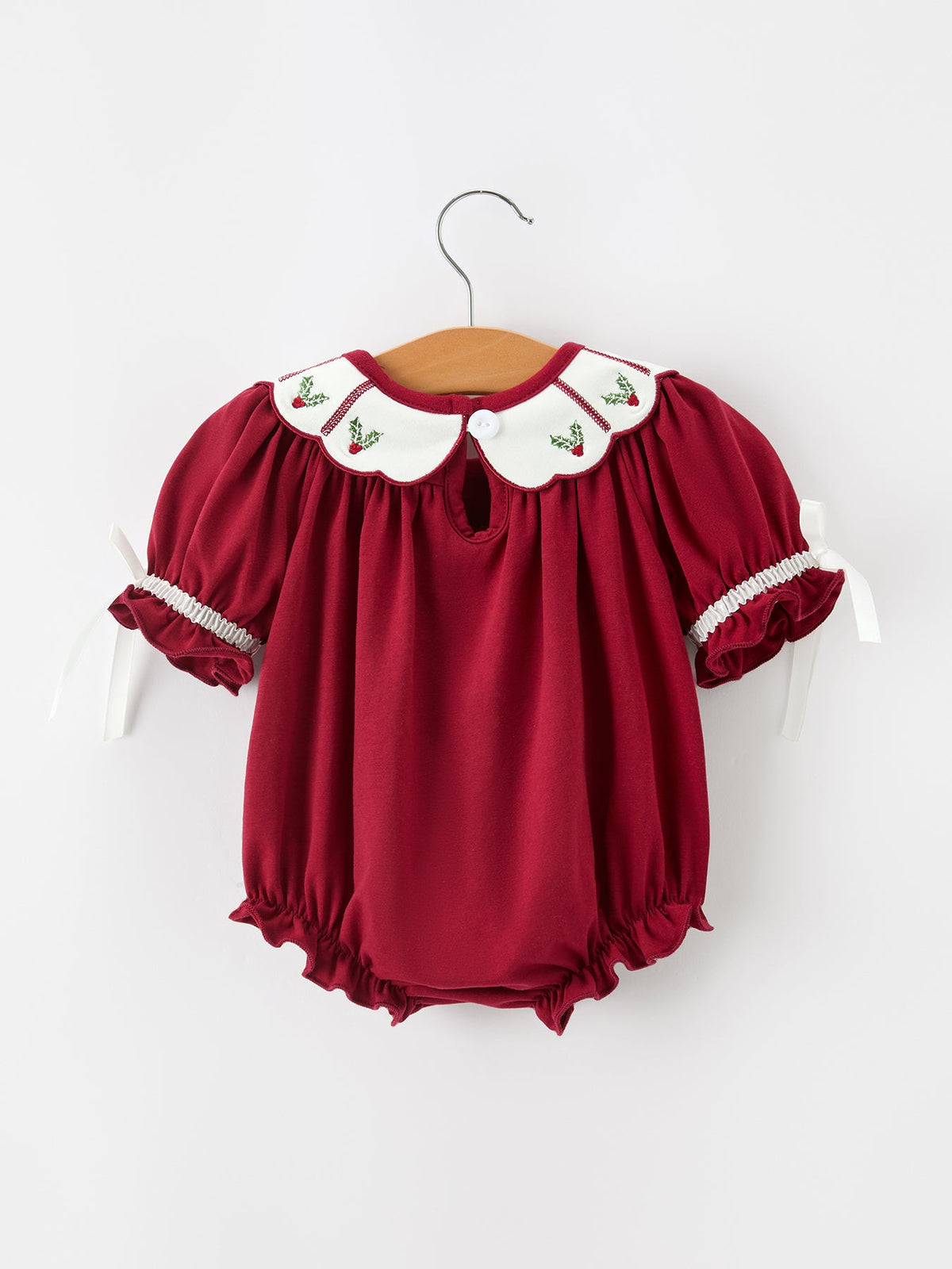 Holly Embroidered Infant Romper