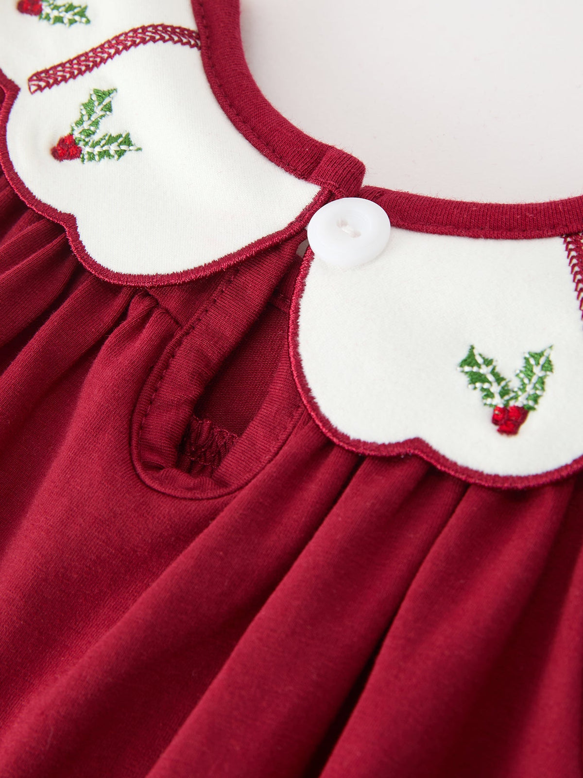Holly Embroidered Infant Romper