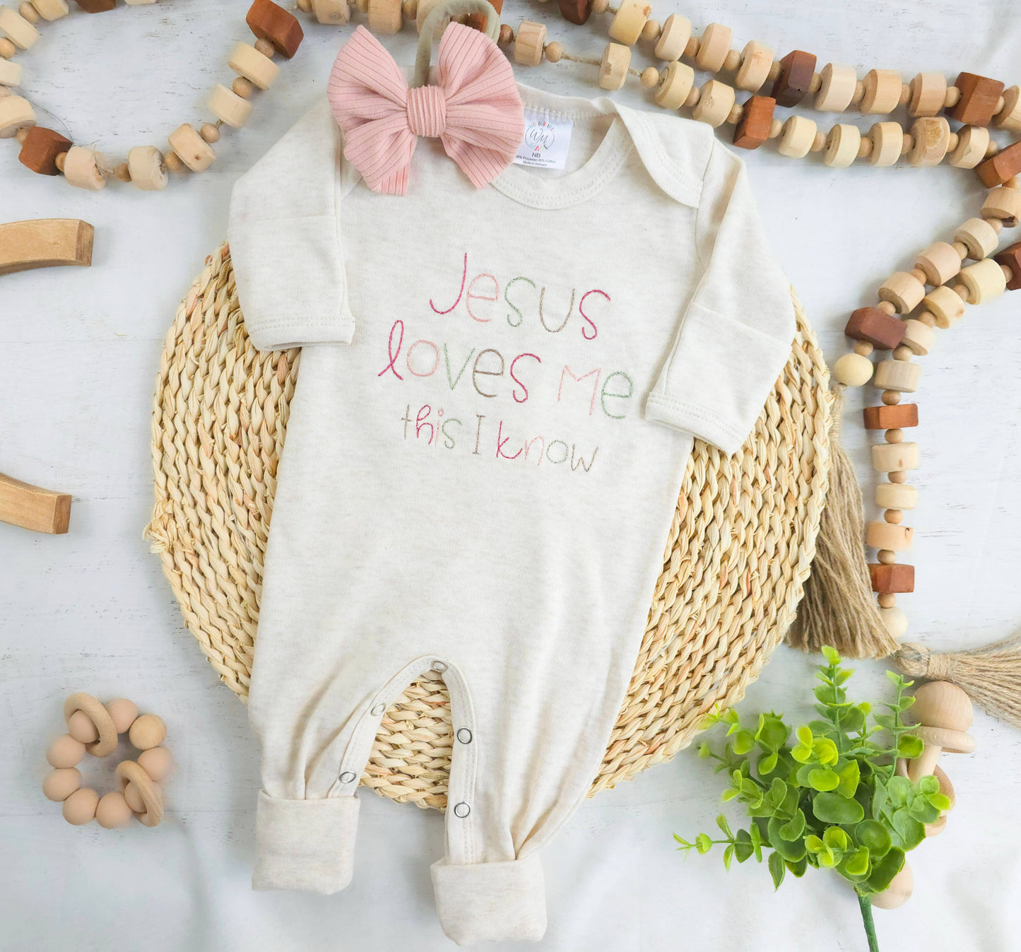 Embroidered Infant Romper | Jesus Loves Me
