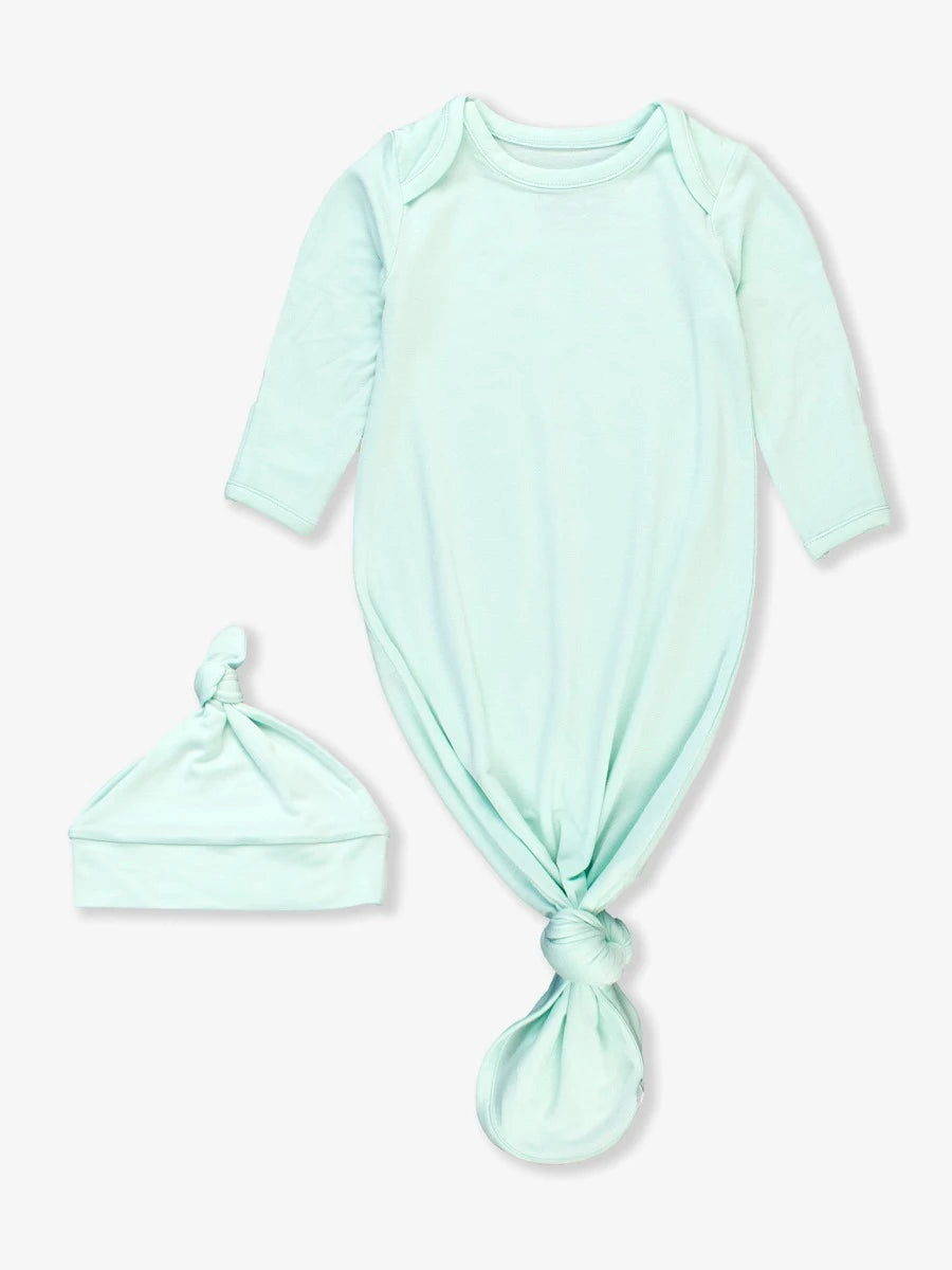 Knotted Sleep Gown & Hat Set - Mint