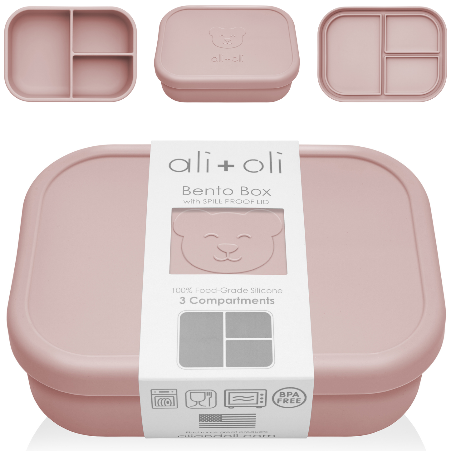 Leakproof Silicone Bento Box - Rose {Ali + Oli}