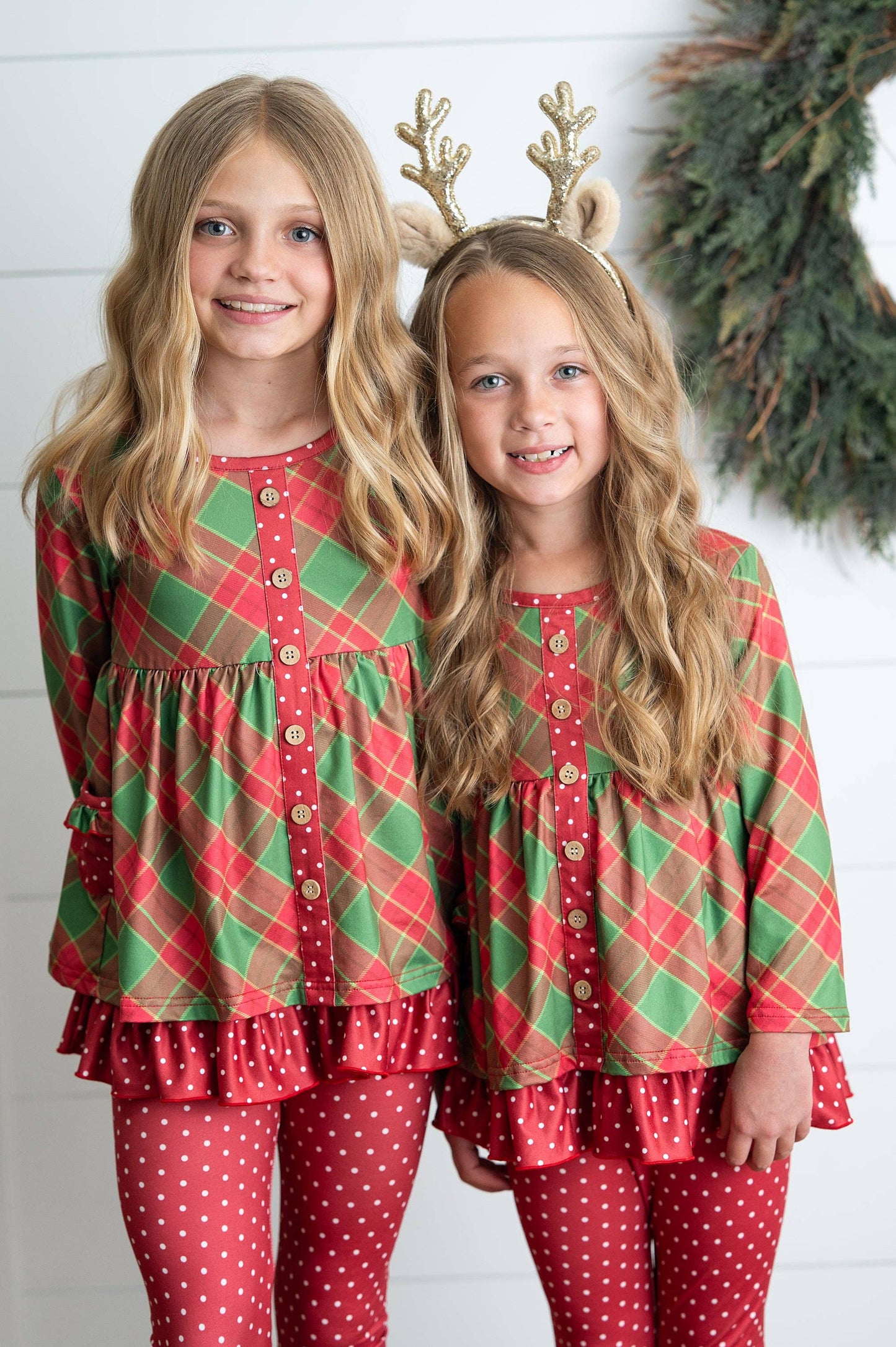 Holiday Plaid & Polka Dot Pant Set