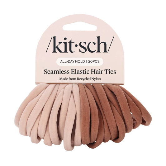 Pack of Kitsch seamless elastic hair ties on a white background