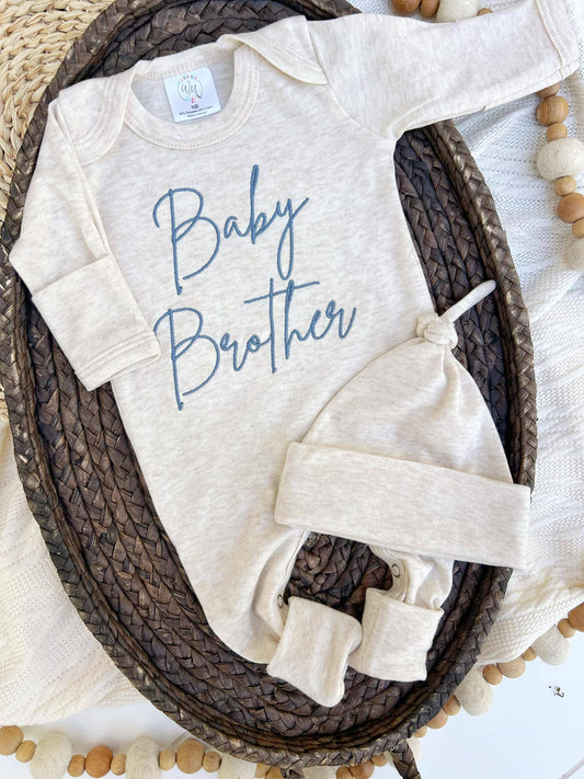 Embroidered Infant Romper | Baby Brother Blue