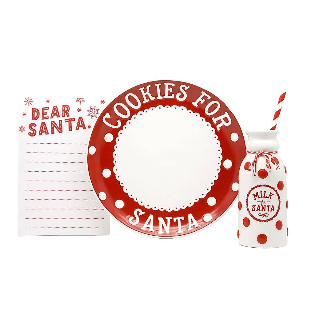 Santa's Milk Jug, Plate and Dear Santa Notepad Set