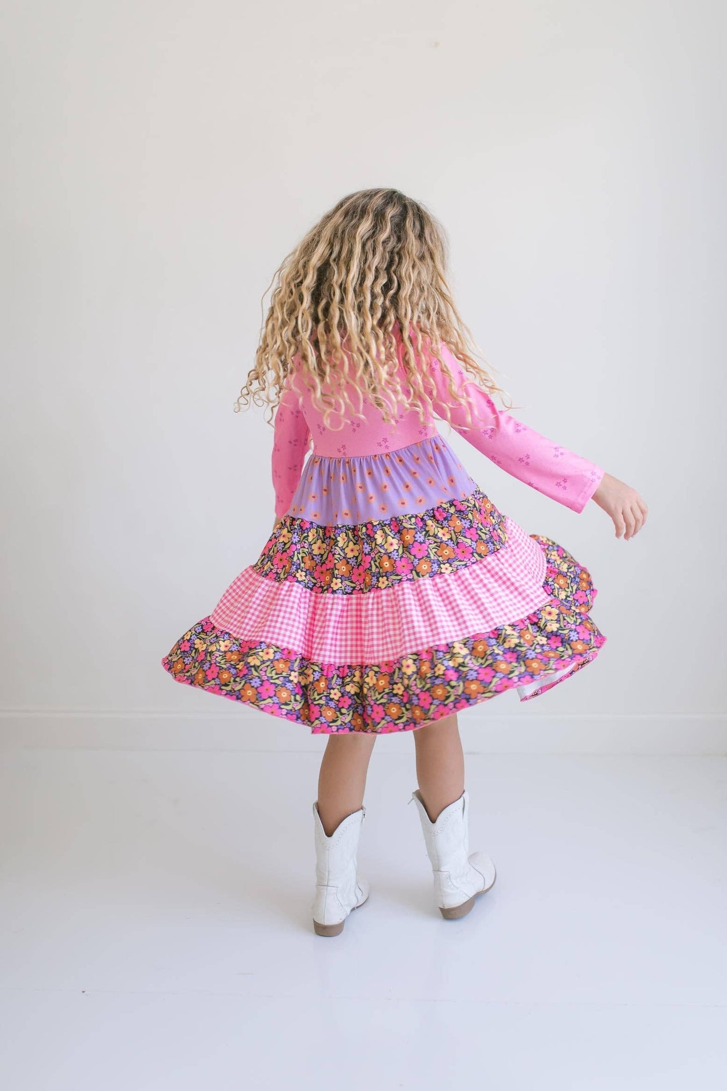 Avery Pink Floral Twirl Dress