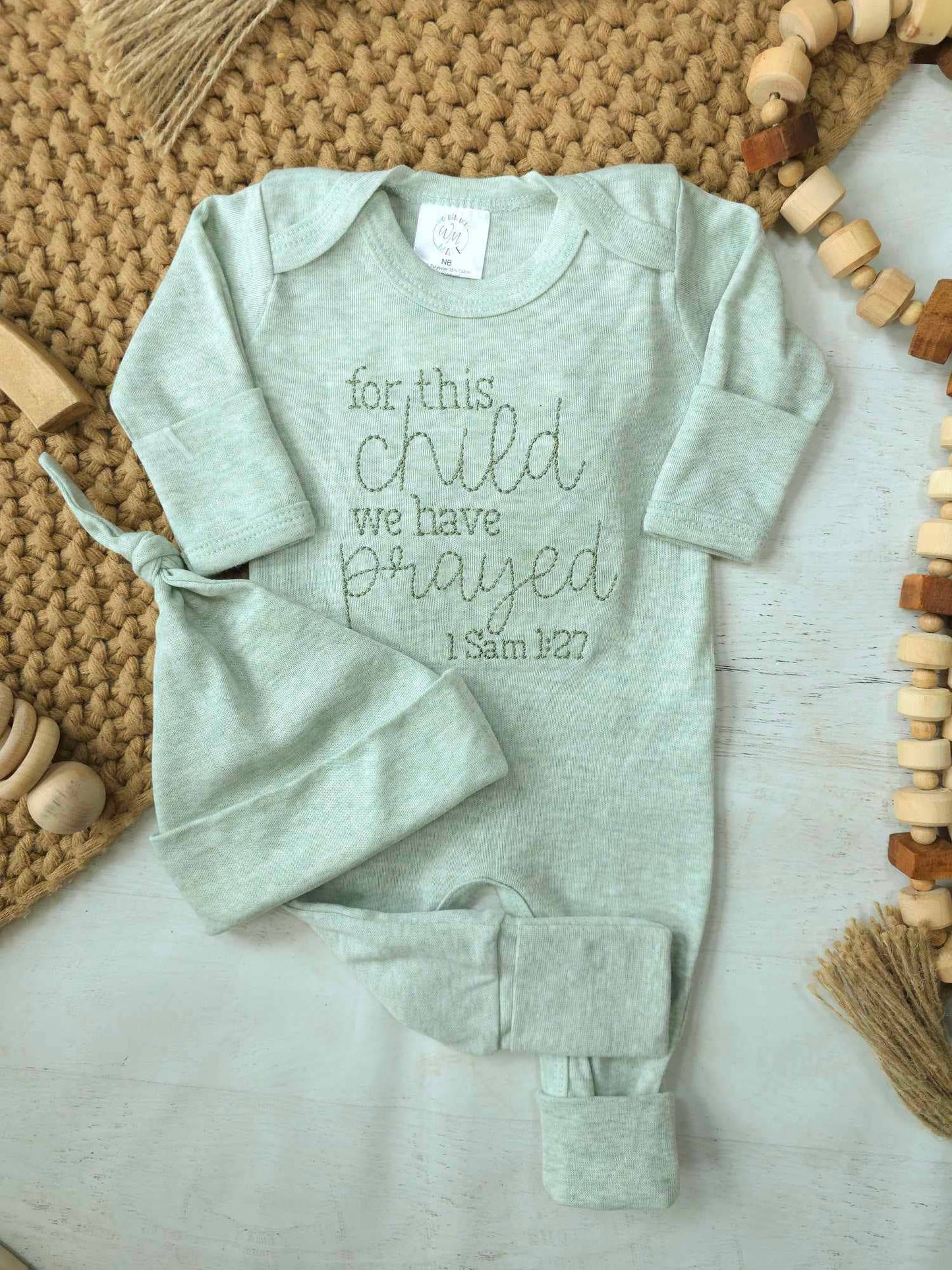 Embroidered Infant Romper | For This Child We Have Prayed