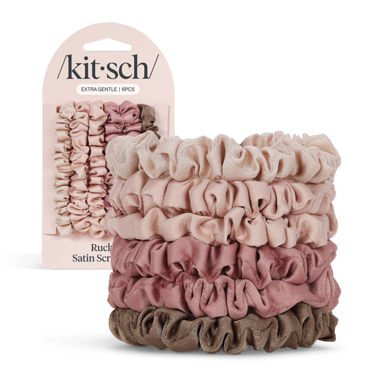 Ultra Petite Satin Scrunchies 6pc - Terracotta