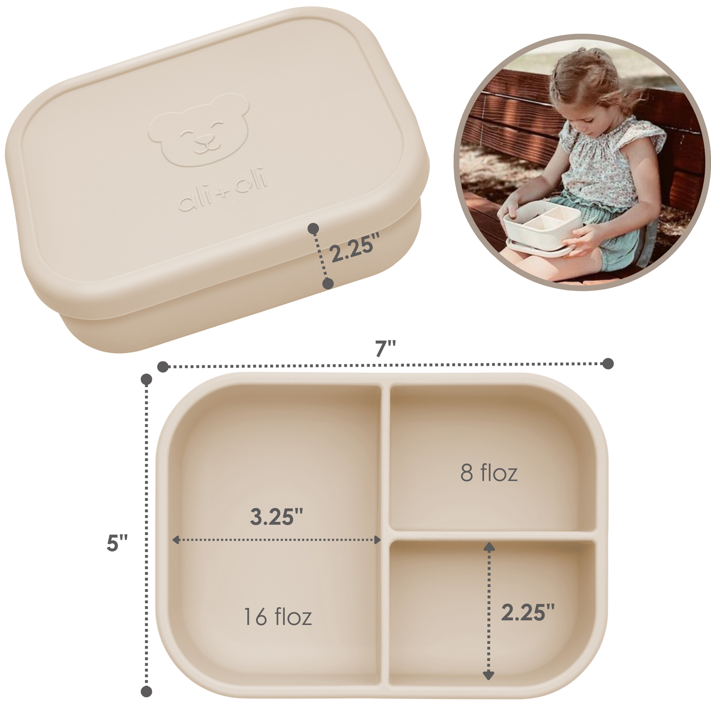 Leakproof Silicone Bento Box - Coco {Ali + Oli}