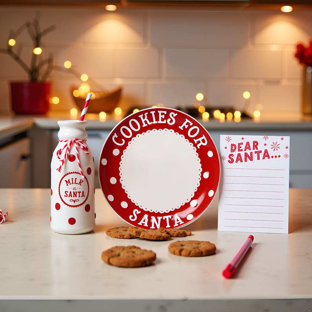 Santa's Milk Jug, Plate and Dear Santa Notepad Set