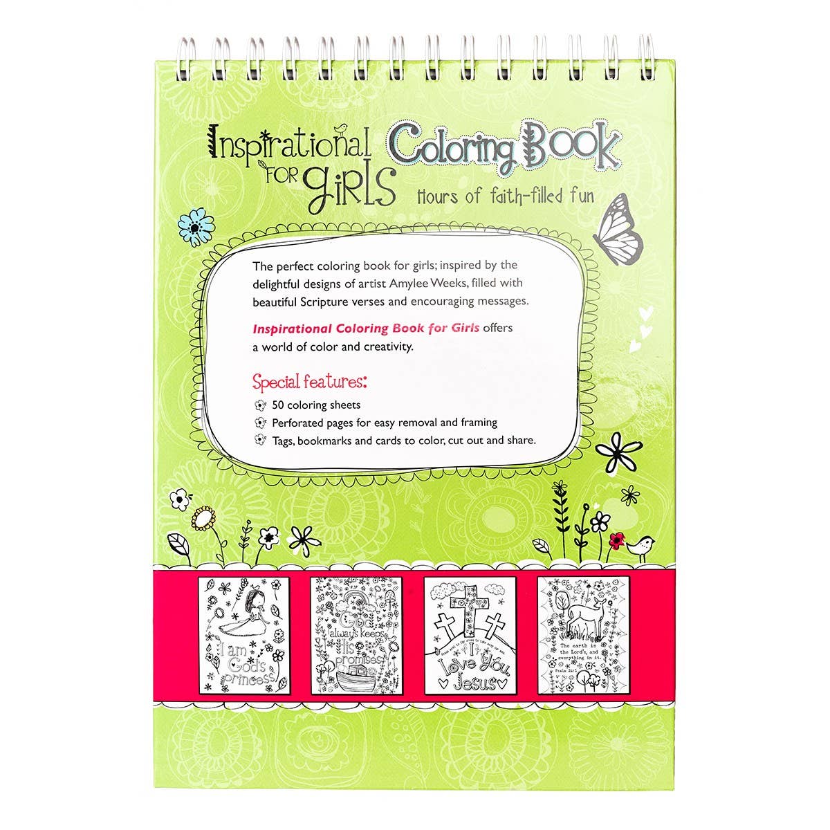 Coloring Book Wirebound Inspirational for Girls