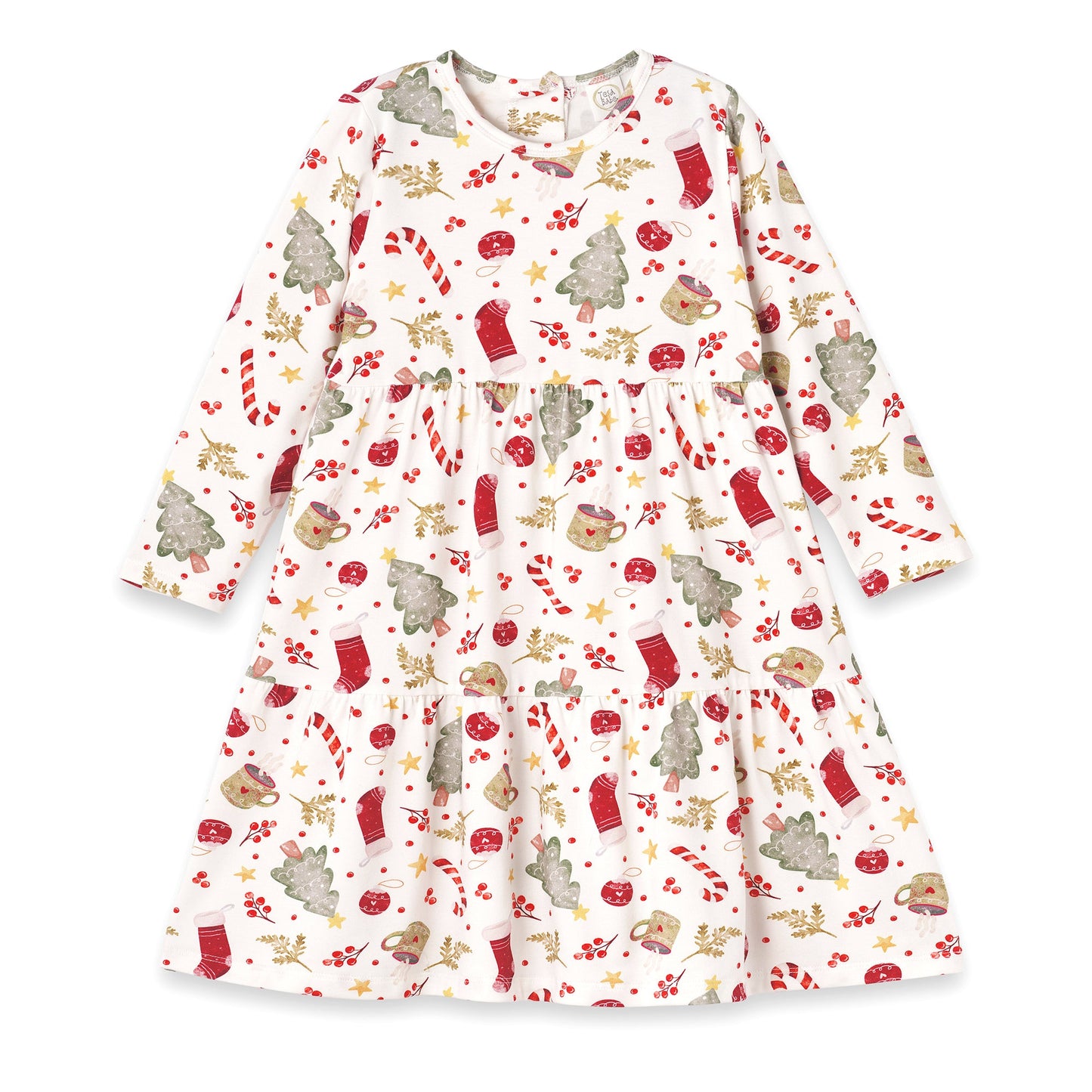 Girls’ Christmas Dress – Bamboo Holiday Tiered Twirl Dress - Noel