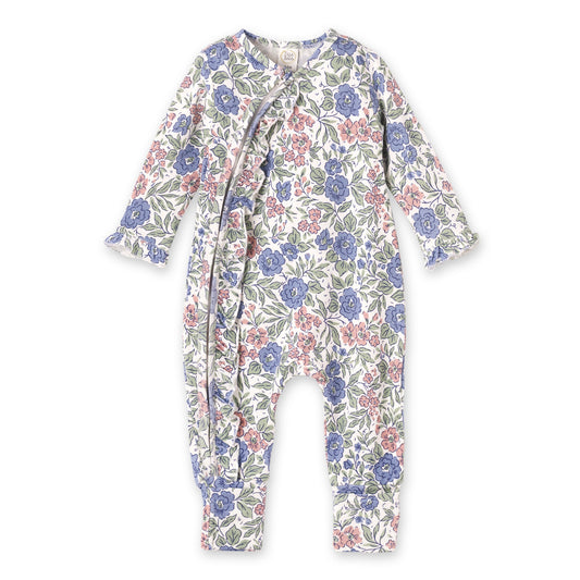 Vintage Floral Zipper Romper - Soft Bamboo Baby