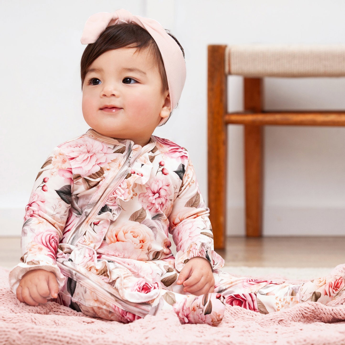 Garden Bouquet Baby Girl Bamboo Zipper Romper