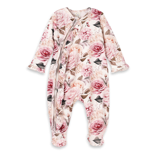 Garden Bouquet Baby Girl Bamboo Zipper Romper