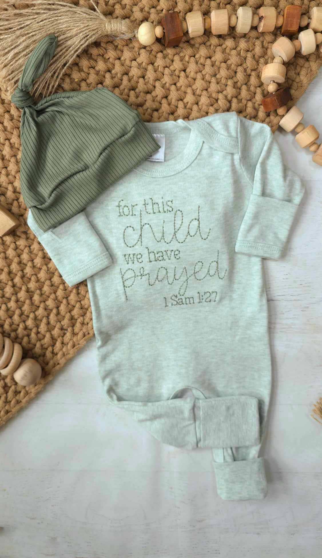 Embroidered Infant Romper | For This Child We Have Prayed
