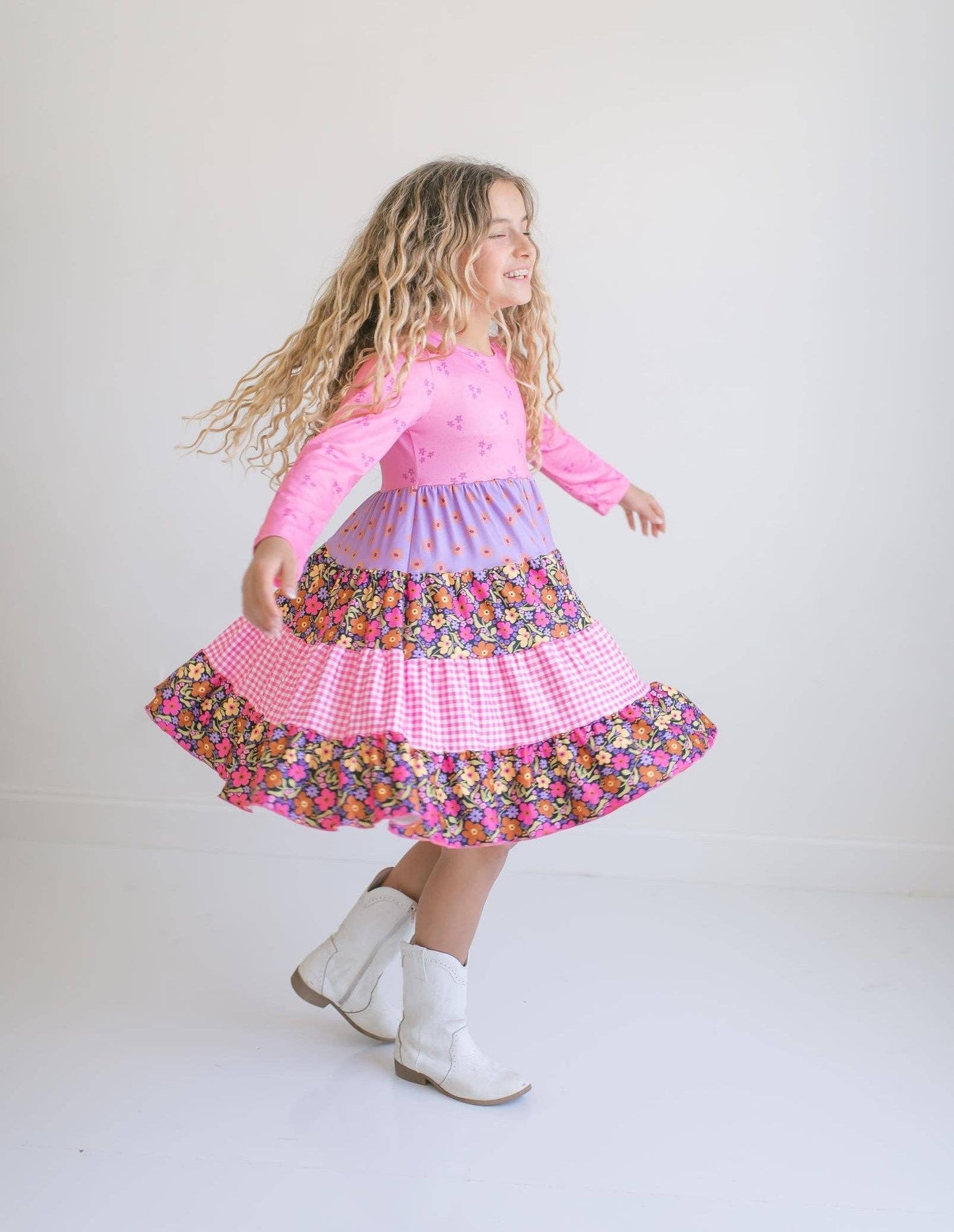 Avery Pink Floral Twirl Dress