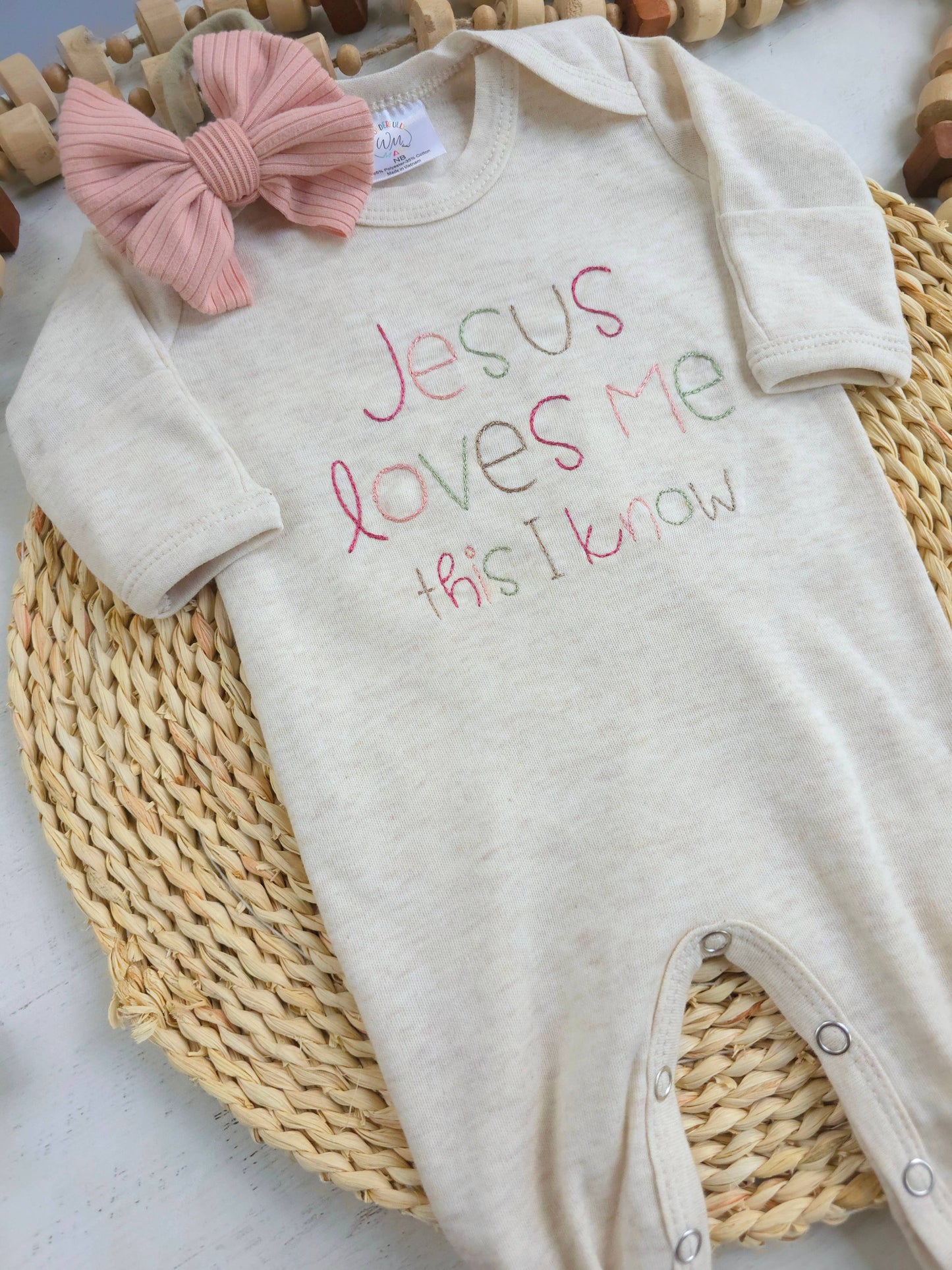 Embroidered Infant Romper | Jesus Loves Me