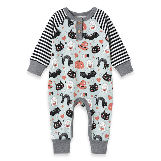 Halloween Pumpkin-Pals Henley Bamboo Romper
