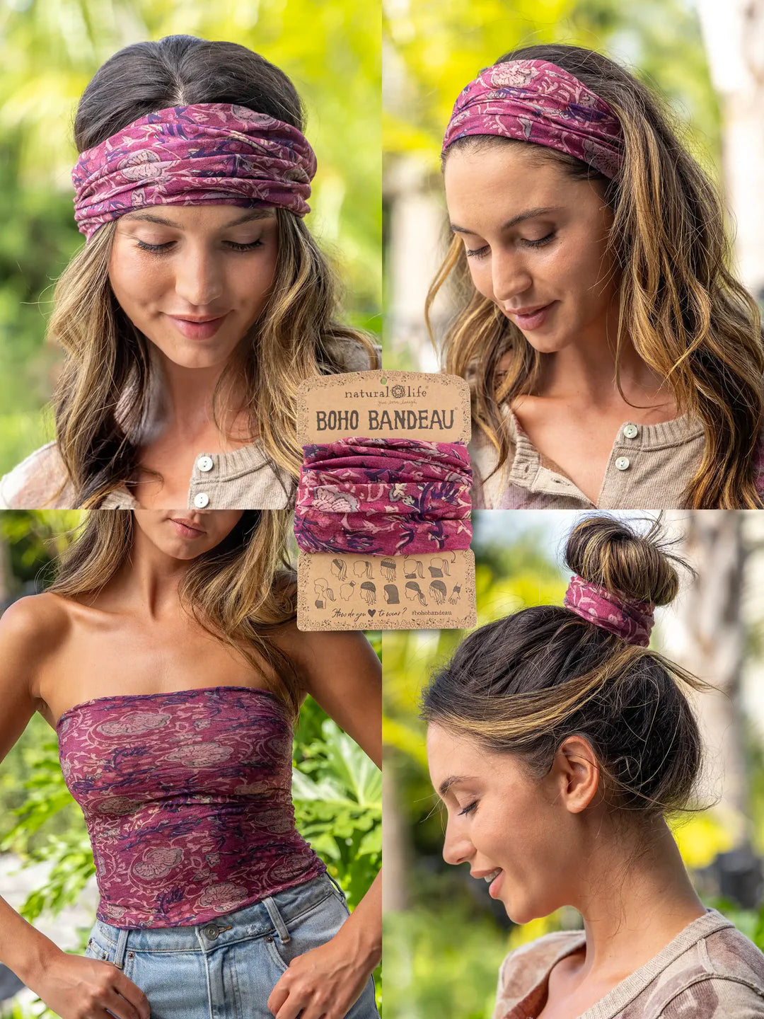 Full Boho Bandeau® Headband - Mauve India Vines