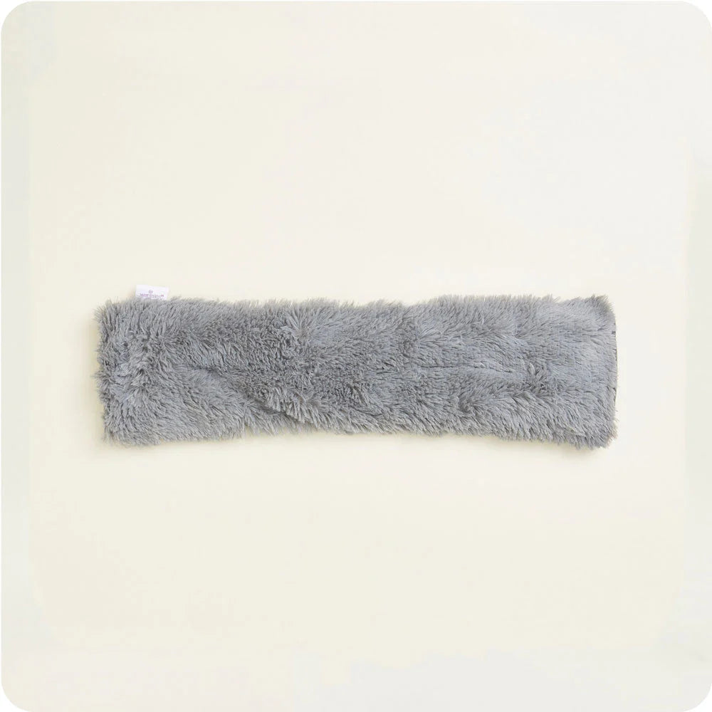 Gray fluffy neckwrap on a white background