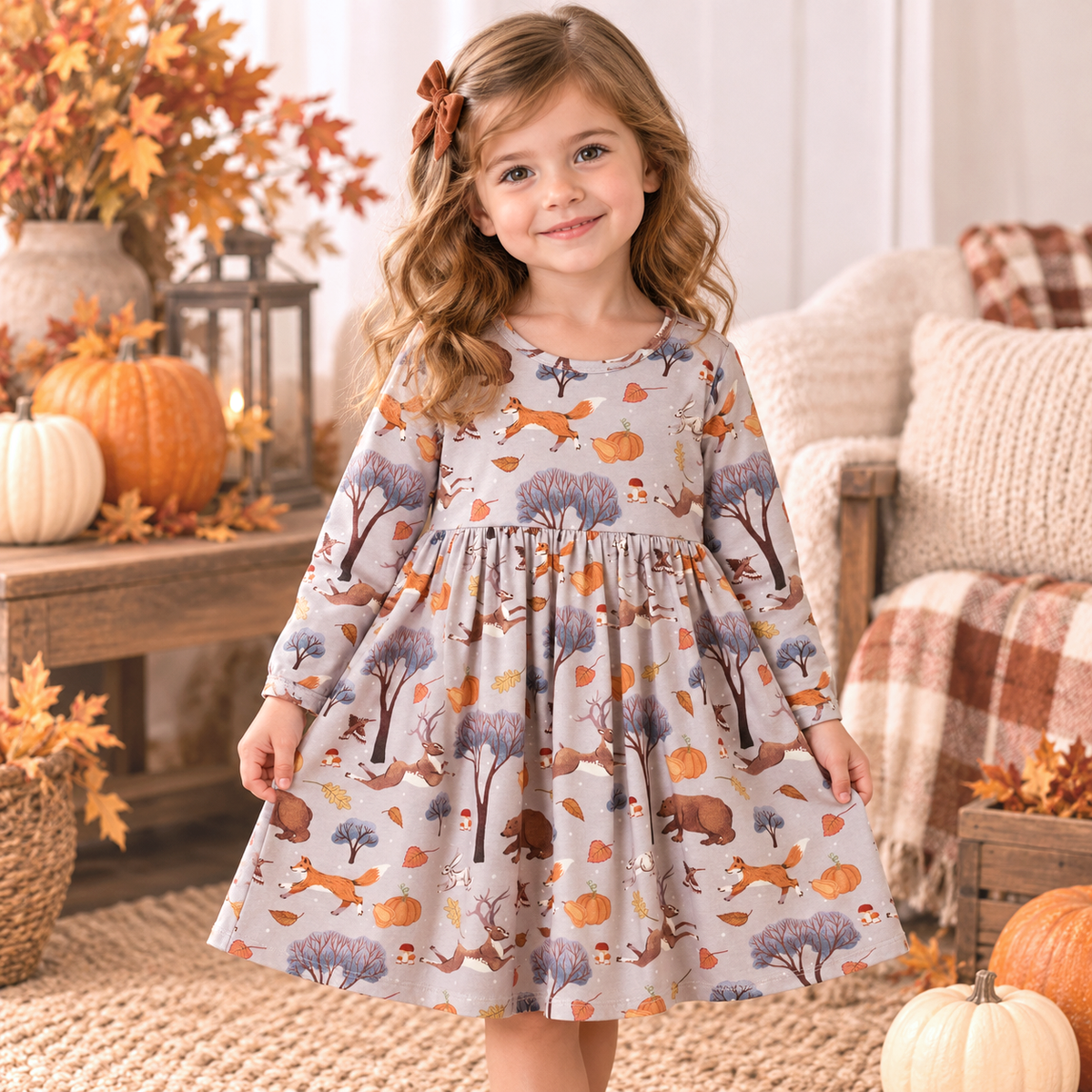 Forest Frolic Twirl Dress - Bamboo Fall Girls Outfit