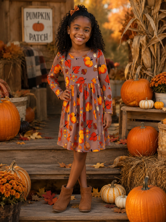 Autumn Leaves Girls Dress