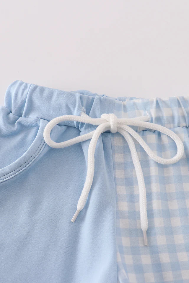 Blue Gingham Shorts Set