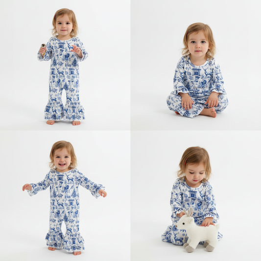 Christmas Toile Infant Romper